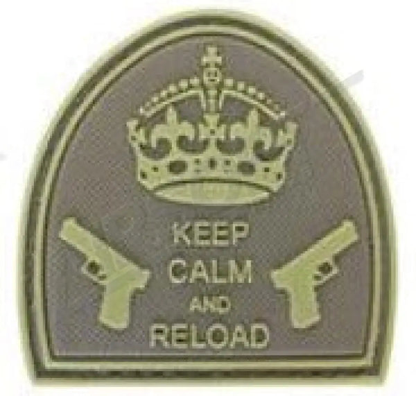 PATCH 1061 - KEEP CALM AND RELOAD CARVED BACKGROUND COYOTE