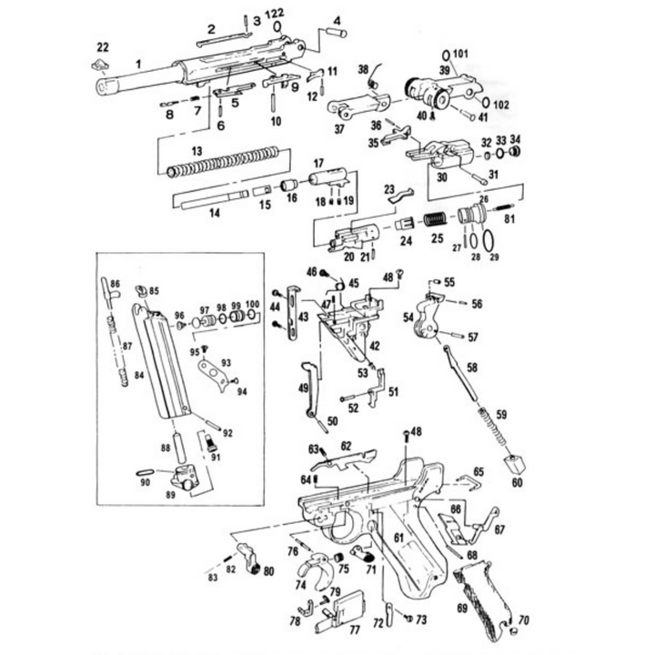 WE P08 LUGER STIFT SZETT(#6 #10 #12 #36)